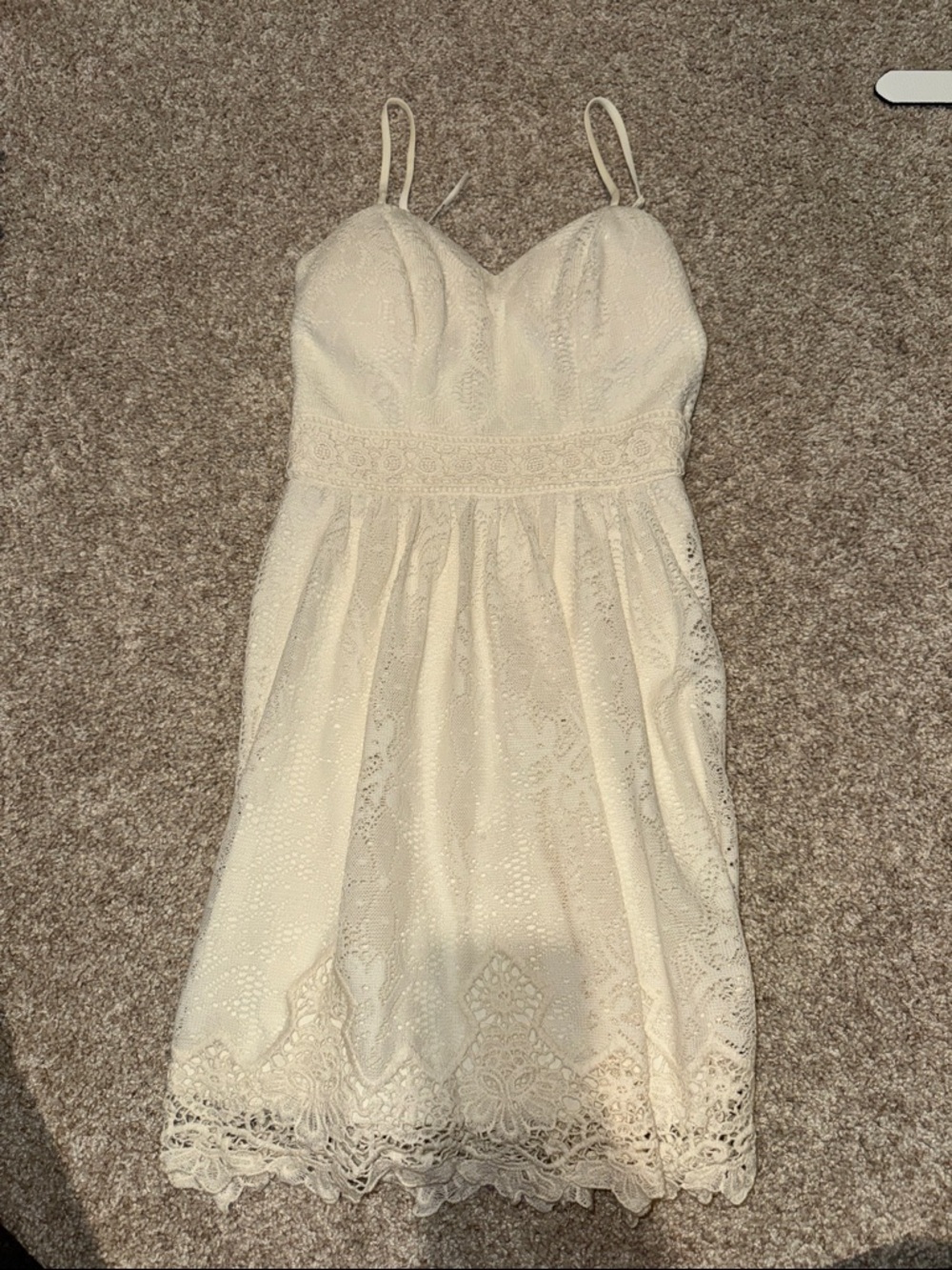 B Darlin Cream Lace Spaghetti-Strap Mini Dress